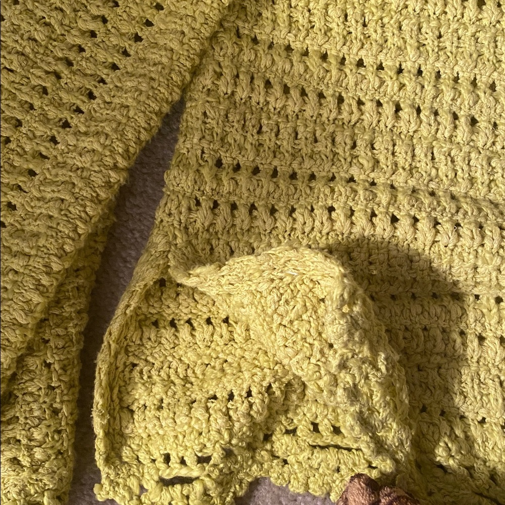 Anthropologie size small lime green cable knit sweater - Picture 7 of 9